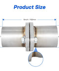 Exhaust Flange Repair Pipe Kit 2.5 Inch ID To 2.5 Inch OD With Stainless Steel Gasket And Two Bolts, side view with measurements