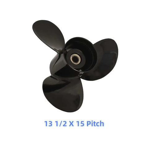 Outboard Boat Propeller Replacement Heavy Duty Thirteen And A Half Inches By Fifteen Inches Pitch Three Blade With Thirteen Spline