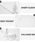 Ice Flowers Print Short Sleeve Shirt With Collar For Yacht Parties And Summer Nights Black Mens Shirt Breathable Soft Fabric Versatile Look Easy Throw On With Jeans Or Shorts For Everyday Vibes featuring short sleeve, chest pocket, and collared neck.