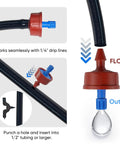 Self Cleaning 0.5 GPH Drip Emitter For Garden Irrigation With Pressure Compensation No Fuss Easy 1/4 Inch Tubing Fit diagram