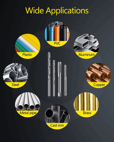 Drill And Tap Set Kit Metric HSS Taps M2 To M16 With Matching Jobber Length Drill Bits 24 Pcs for metal and plastic applications