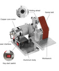 Ultimate Mini Electric Belt Sander And Multifunctional Desktop Grinder For Diy Polishing Sand Milling Cutting Edge Sharpener with copper core motor and aluminum body.