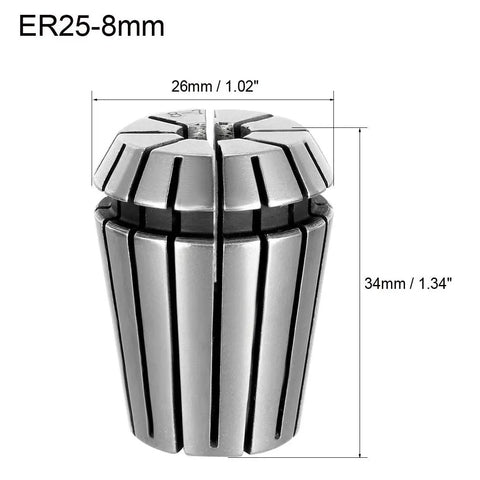 ER25 8mm Spring Collet Chuck For CNC Milling Lathe And Engraving Machines, Precise 0.015mm Tolerance, Made From 40Cr Steel