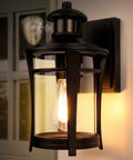 Motion Activated Outdoor Wall Light With Three Lighting Modes For Porch And House, Dusk To Dawn Exterior Lantern on wall.