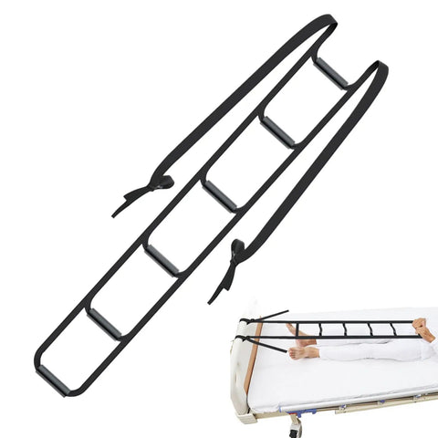 Adjustable Bedside Sit Up Aid With Rail Assist And Straps Senior Bed Safety Ladder in use on bed, demonstrating stable assistance.