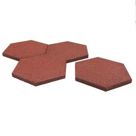 Hexagon Rubber Pavers 20 Pack Ten And A Half Inch Thick Three Quarters Inch Outdoor Tiles Terra Cotta Color Cushioned Comfort