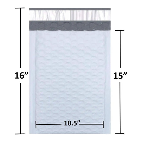 100 Pack Poly Bubble Mailers 10.5 X 16 Inches Waterproof Padded Envelopes White For Shipping, Budget Friendly Lightweight
