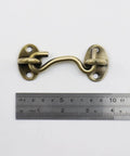 No-Fuss Privacy Hook And Eye Latch Set, 3.74 Inch Stainless Steel Gate Latch with ruler, antique bronze finish, front view