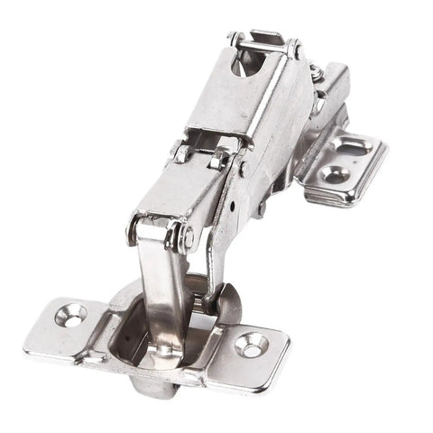 1Pc Folded Cabinet Door Hinge With Screw, Nickel Plated 1.2mm Thick Cold Rolled Steel, fits 16-40mm doors, angled view