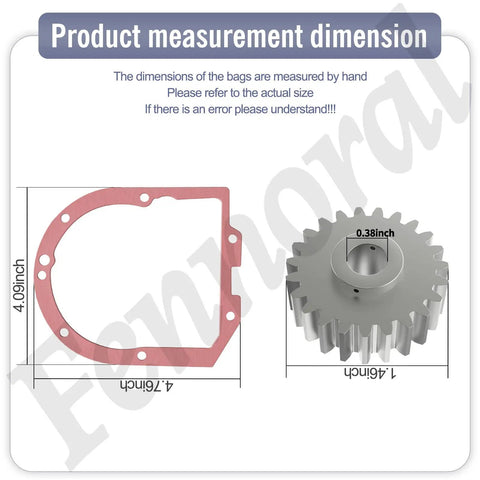 Heavy Duty Worm Gear Kit With Food Grade Grease And Gasket For Stand Mixers Replacement WPW10112253 gear and gasket dimensions