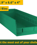 Badass 18 By 36 By 74 Heavy Duty Garage Shelving Rack With Twenty Five Durable Storage Bins And Sturdy Steel Frame For Shop Warehouse Tool Organization That Is A Total Game Changer In Green storage bin, green polypropylene, 17.9" x 6.6" x 4" size.