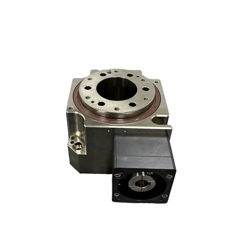 Rock Solid Hypoid Gear Hollow Shaft Indexing Rotary Table with hollow shaft design for servo motor setups.