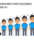 Illustration of children's height comparison with shovel alongside, for Two Pack Kids Beach Shovels For Sand Digging.