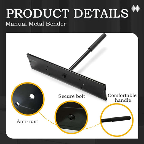 Manual view of 15.25 Inch Dual Side Hand Metal Bender With 1 Inch And 3/8 Inch Depth Slots, showing handle and secure bolt.