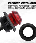 Meerkatt Three Quarters Inch Red LED Side Marker Light with rubber grommet, close-up view showing detail and material.