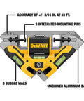 33 Foot Laser Square With Rugged Aluminum Base, Triple Bubble Vials, IP54 Dust And Water Resistant, Mounting Pins Included.