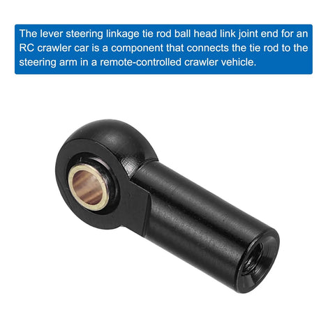 M3xL19mm Lever Steering Linkage Ball Head Ends For RC Crawler Cars 8 Piece Black Set, M3 thread, 0.75 inch length