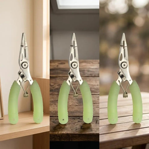 Stainless Steel Pliers Glow In The Dark Multitool With Line Cutter And Hook Tool For Freshwater And Saltwater Fishing Rugged Grip