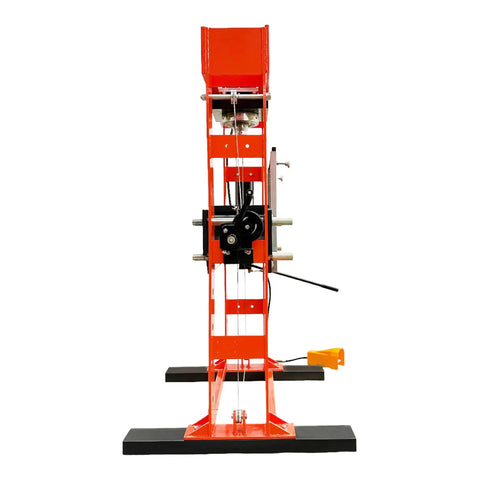 Heavy Duty Industrial Hydraulic Shop Press Delivering 100 Ton Pressing Force And Twin Cylinder Muscle For Quick Gear Bearing Swaps Metal Stamping Jobs Built Like A Boss Workhorse, side view with dual hydro pump and welded frame.