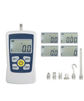 Beefy Digital Force Gauge Dynamometer For Push And Pull Testing, Ultra High Precision And Resolution, Real Time, Peak And First Peak Modes, Four Units N Kg Lb Oz, 20N Capacity, Acceleration Setting For Custom Calibration. white digital force gauge with adapters
