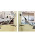 Pack Of 2 Adjustable Folding Lid Stay Hinges with Soft Close installed in kitchen cabinets, zinc alloy construction, rust resistant.