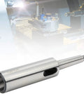 MT2–MT3 taper sleeve adapter in silver steel with a side slot, for CNC lathe and milling fixtures