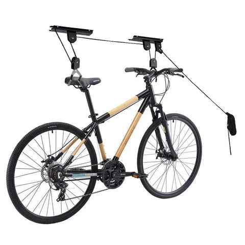 Garage Ceiling Bike Hoist Space Saver Must Have Heavy Duty Bicycle Lift With 3 Pulley System And 45 Feet Adjustable Rope Mountain Bike Hanging