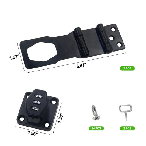 Heavy Duty Password Rotary Hasp Locks 2 Pack Made From Solid 304 Stainless Steel with mounting hardware for gates and sheds.
