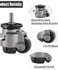 Beefy Heavy Duty Stem Leveling Casters Set Of 4 With 2200 Lb Load Capacity Adjustable Height Retractable Swivel Industrial Casters
