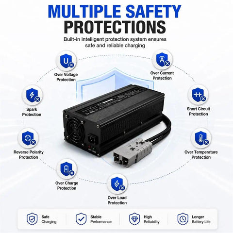 Reliable 36V Forklift Battery Charger 20A Fast Trickle Charge with multiple safety protections for electric pallet jacks.