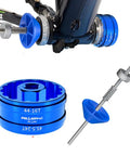 16-Notch 44mm And 12 24-Notch 46mm External Bottom Bracket Removal Tool with Retaining System, blue metallic, on bike frame