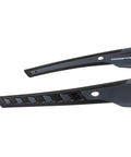Crossfire Cumulus Premium Safety Eyewear With Aluminum Gray Frame And Smoke Lenses detail of rubber nose piece and frame structure for durability