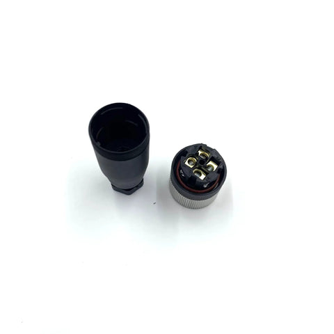 Two Pack M12 4 Pin Female Circular Connector D Code Industrial IP67 Waterproof Field Wireable Sensor Straight Adapter