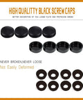 Black Heavy Duty Anti Theft License Plate Screws Kit Set For Car Tag Mounting, rustproof screw caps and washers displayed