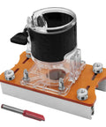 Tough As Nails Aluminum Palm Router Base 2 In 1 Compact Trimmer Bracket for 65Mm tools with locking collar and clear housing.