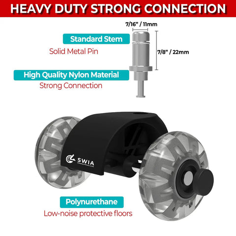 2 Inch Office Chair Caster Wheels Set Of 5 Heavy Duty Replacement showcasing nylon material and metal stem