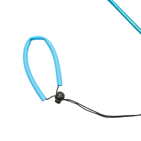 Close-up of blue lanyard on 13 Inch Aluminum Lobster Tickle Pointer Stick With Lanyard And Measurement Guide, Durable Lightweight Blue Gear