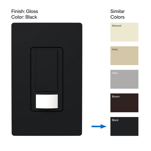 Maestro Motion Sensor Light Switch For Indoor Use Hands Free Auto On Auto Off Lights with gloss black finish color options
