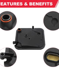 Close-up details of 42RLE Transmission Oil Pan Kit With Filter And Gasket Fits Wide Range Of SUVs And Trucks Replaces 68059549AA
