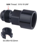 6AN Male to 3/8 Inch Quick Disconnect Female EFI Fuel Rail Fitting Aluminum 6061-T6 with 9/16-18 UNF thread