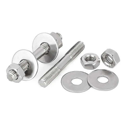 M12 Stainless Steel Double Ended Studs Threaded Rod Kit Four Sets for through wall construction, nuts and washers shown
