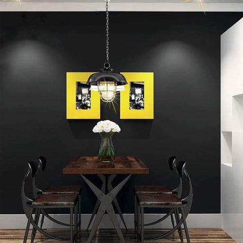 Dining area with matte black wall using Matte Black Contact Paper For Cabinets And Walls Peel And Stick Waterproof Vinyl Wrap.