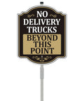 Kick Those Cargo Trucks To The Curb With This Bold No Trucks Past This Point Driveway Sign, 10 x 12 inch aluminum, for property line.