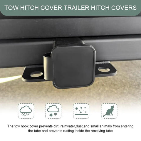 2 Inch Trailer Hitch Cover Heavy Duty Rubber Tow Hook Dust Plug Cap For Receiver Tubes Universal Car Exterior Modification Accessories Weatherproof For Cars Trucks SUVs
