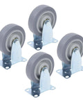 Four Inch Heavy Duty Polyurethane Caster Wheels Set Of Four Built Tough For Rock Solid Glide And Ultra Quiet Performance with gray wheels.