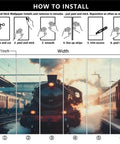 Self-Adhesive Train Wall Mural With Realistic Steam Locomotive, Huge 157.5 X 110.3 Inch Size, 3D Depth Embossed Texture installation