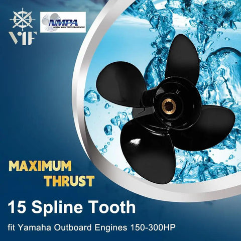 Upgraded Heavy Duty Aluminum Boat Propeller 14 1/4 X 19 Pitch Four Blade Right Hand Rotation For Yamaha Outboards 150 300 HP