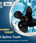 Yamaha Outboard Propeller Aluminum 14.5 Inch Diameter 17 Inch Pitch 4 Blade Right Hand Rotation 15 Tooth Spline in water