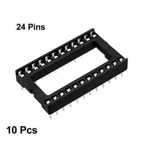 DIP IC Socket Adapter 24 Pin Dual Row Solder Type 2.54mm Pitch 15.24mm Row Spacing 10 Pack for Prototyping and Repairs