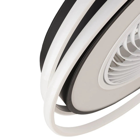 WEvalMC Ceiling Fan Light with Control Modern 5 Blades 3 Color Temperatures close-up of fan blades in black and white design.